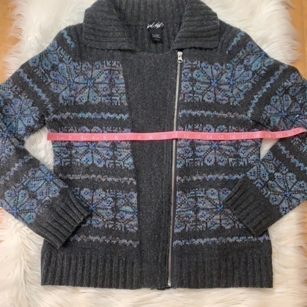 Lord & Taylor wool blend zip cardigan sweater L - Picture 7 of 9